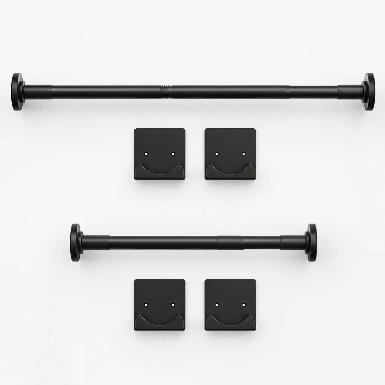Matte Black 32-92 Inch Adjustable Shower Curtain Rod, 1-Inch Stainless Steel Spring Tension Rod with Holders, No-Drill Non-Slip Rust-Resistant Curtain Rod for Bathroom, Closet, Window & Room Divider