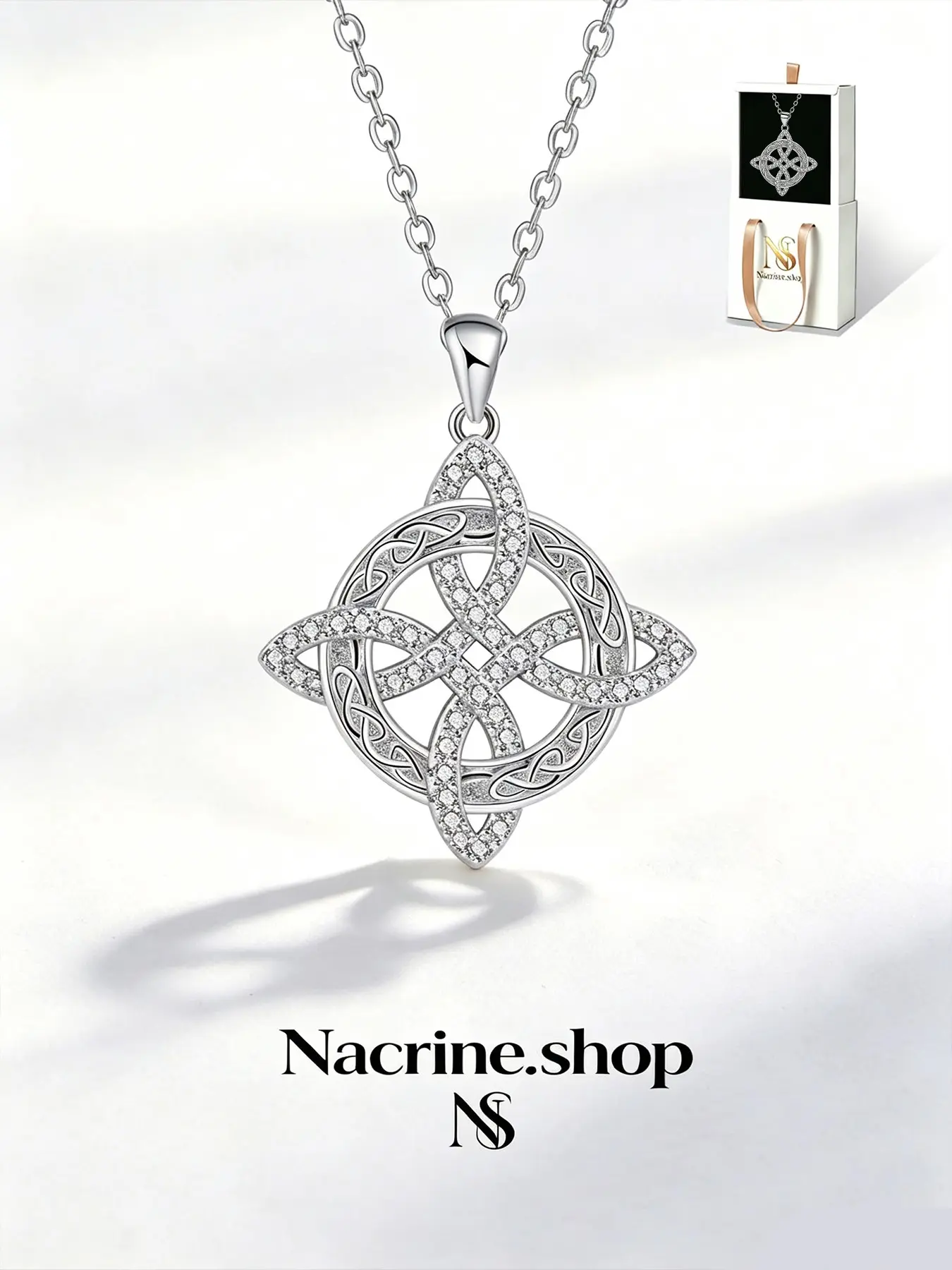 Celtic Totem Necklace for Good Luck, Luxury Elegant Gem Pendant, Ideal Gift for Lovers, Family and Friends, Suitable for Birthdays, Anniversaries, Valentine’s Day, Christmas and All Festivals.