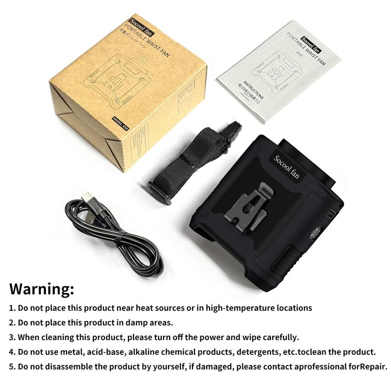 Socool Fan 10000mAh/14500mAh Power Bank, Portable Waist Fan Clip-on Wearable Belt Personal Fan, Rechargeable Battery Operated With Flashlight Hands-Free 40H/67H Cooling, USB Cooling Fan For Outdoor Socool Fan 10000mAh/14500mAh Power Bank, Portable Waist Fan Clip-on Wearable Belt Personal Fan, Rechargeable Battery Operated With Flashlight Hands-Free 40H/67H Cooling, USB Cooling Fan For Outdoor