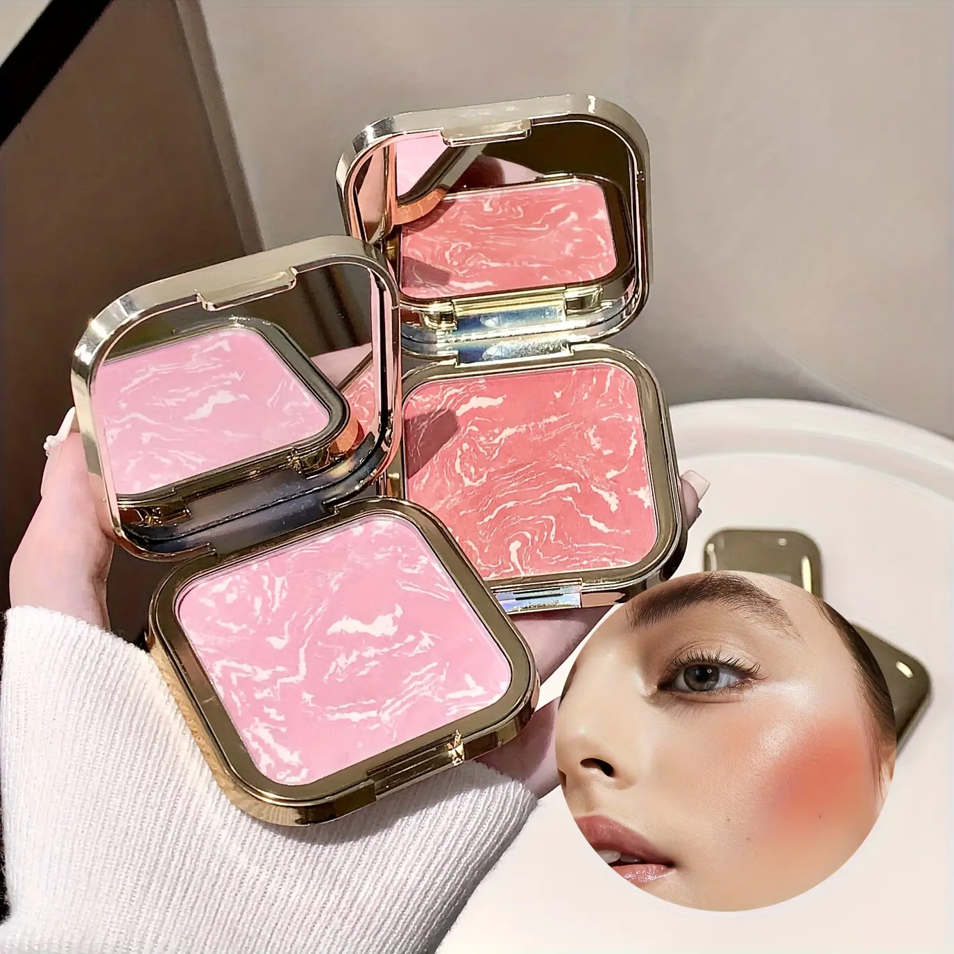Soft Glow Brightening Gradient Formula Blush, Long-Lasting Natural Finish Blush for Daily Makeup, Glowing Makeup, Brightens Skin, Gradient Effect, Long-Wear Blush