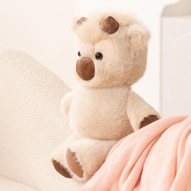 Wholesale Cuddly Plush Toys Cattle High Quality Fluffy Sitting Pose Doll Warm Cozy Children Companion Xmas Gift Home Decor Gift