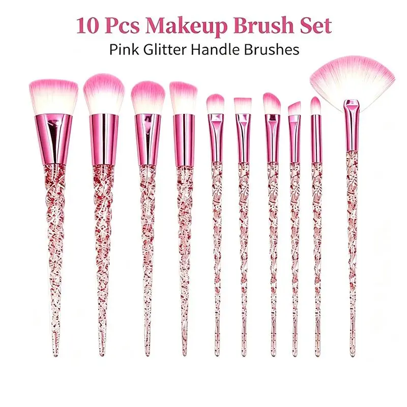 10pcs Makeup Brush Set , Eye Shadow Foundation BB Cream Concealer Women'S Cosmetics Brush Shadow Blush Powder Cake Mixed Beauty