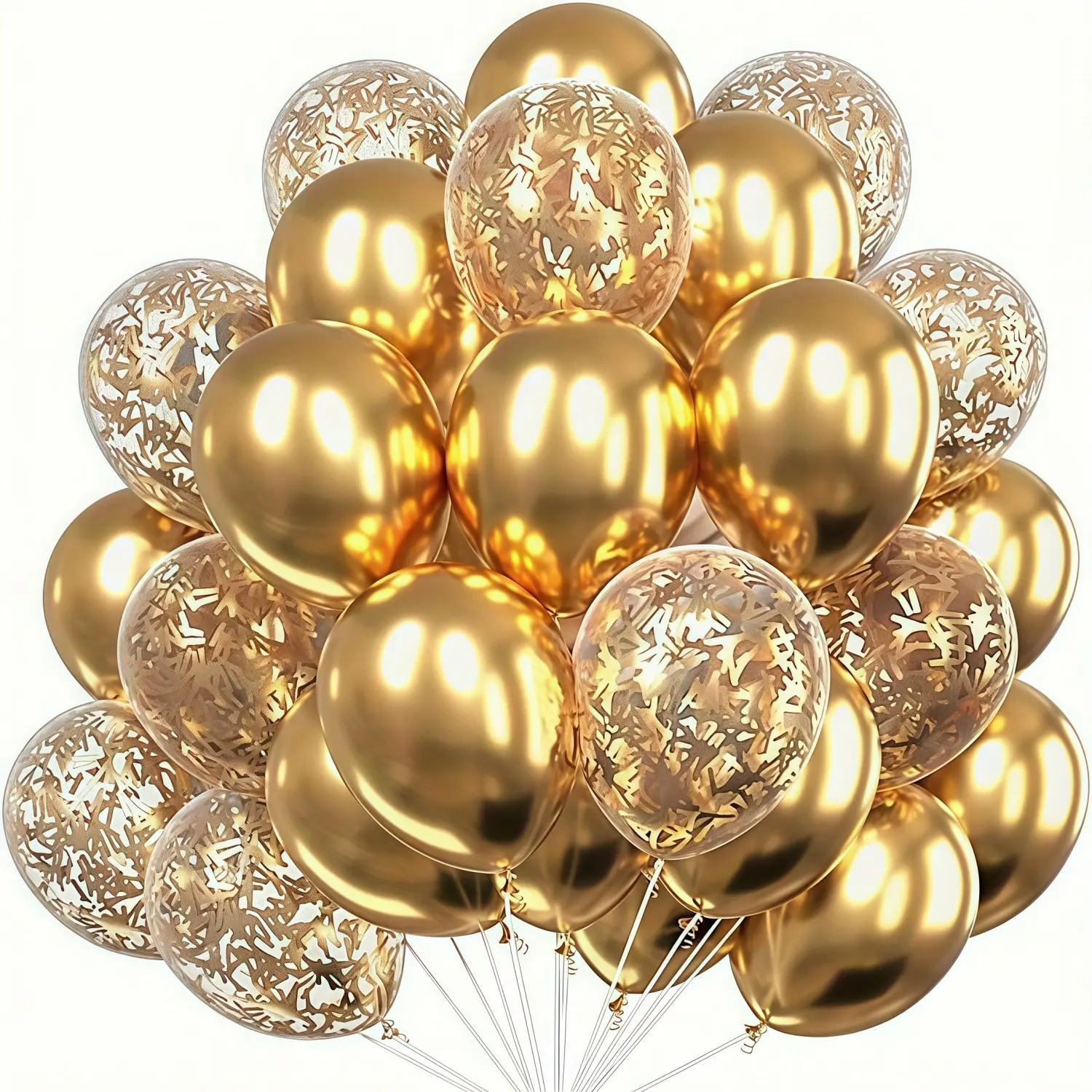 28 Metal Gold Confetti Balloons, Party Latex Balloons for Birthday, Wedding, Anniversary, Valentine's Day, Bridal Shower, New Year Decoration, Balloon Decorations
