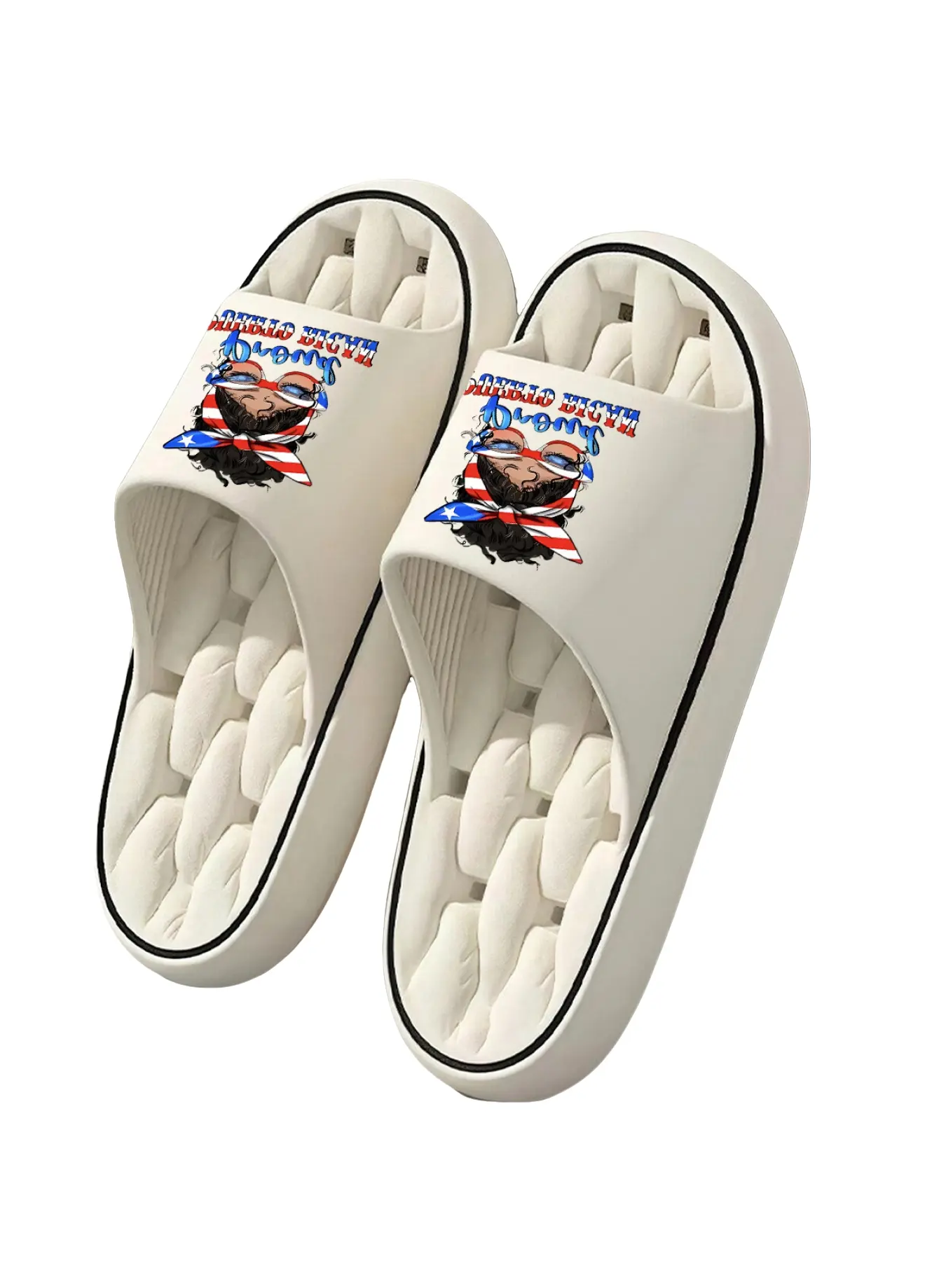 1 pair of unisex, new style slippers, Puerto Rico-themed design, women's sandals, indoor/outdoor sandals, holiday gift sandals, room slippers, beach sandals, bathroom sandals, birthday gift slippers, casual sandals, summer EVA slippers