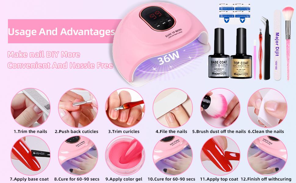 Acrylic Nail Kit with Drill Set for Beginners with Everything 12 Color Acrylic Powder Nail Decoration Tools Home Salon