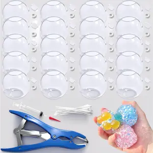 Make Your Own Squishy Stress Balls – 20pcs DIY Kit with Blank Skins, Air Pump & Expander Tool, Transparent Fidget Pressure Balls for Adults Stress Relief