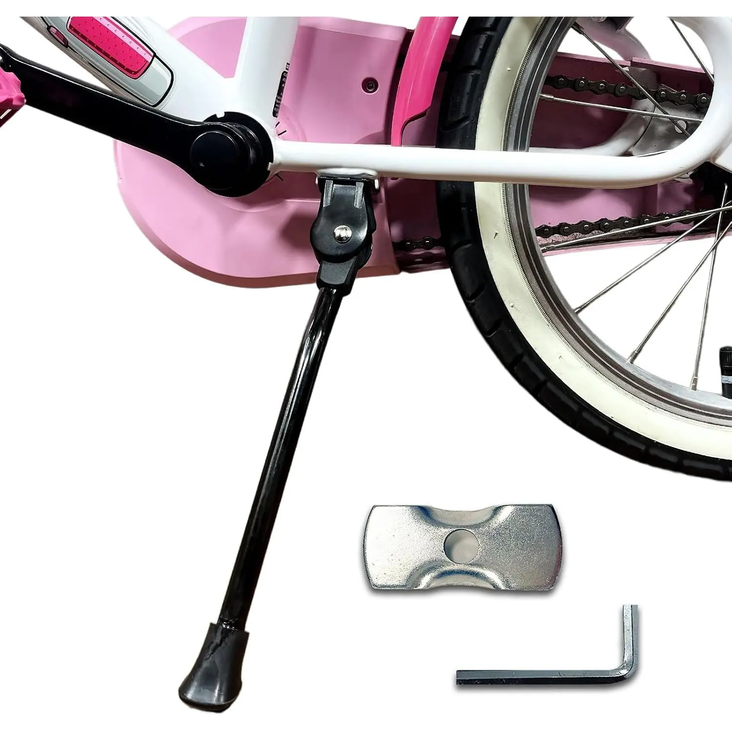 16-18 Inch  Kickstand for  Bicycles Fixed-Length Center-Mount  Stand Heavy-Duty Iron Kickstand with Wide Anti-Slip Foot for Boys & Girls 16" and 18" Bicycles