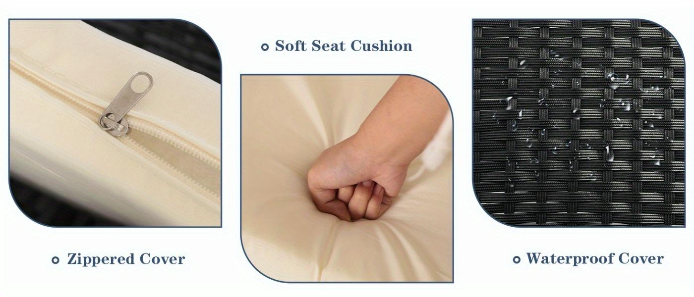 4-Piece Outdoor Wicker Rattan Patio Furniture Set – Black Conversation Set with Waterproof Cushions and Side Table, Ideal for Lawn, Backyard, Garden, Balcony, Porch & Poolside, Perfect for Outdoor Gatherings and Relaxation