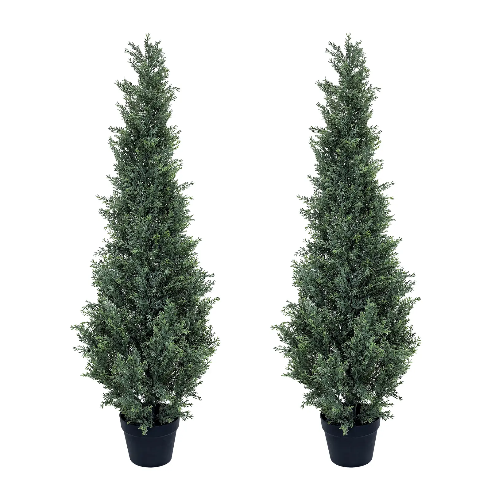 2-Pack 5FT Artificial Cedar Topiary Trees – UV Resistant Faux Cypress Pine Shrubs – Low Maintenance Indoor Outdoor Home Decor