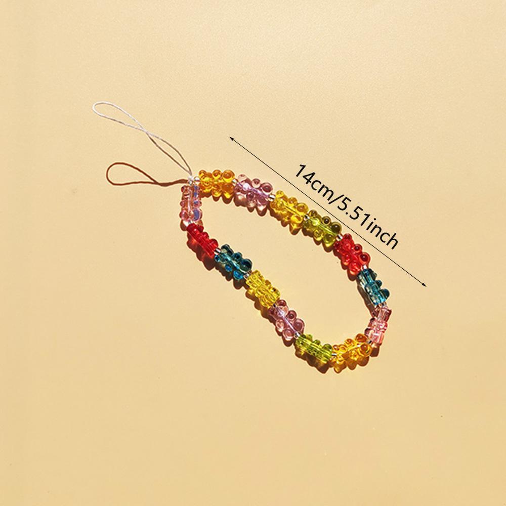 Jelly Mixed Color Bear Shaped Mobile Phone Chain, Fashion Cute Mobile Phone Lanyard, Anti-lost Mobile Phone Decoration, Cell Phone Charm, Phone Strap, Phone Accessories