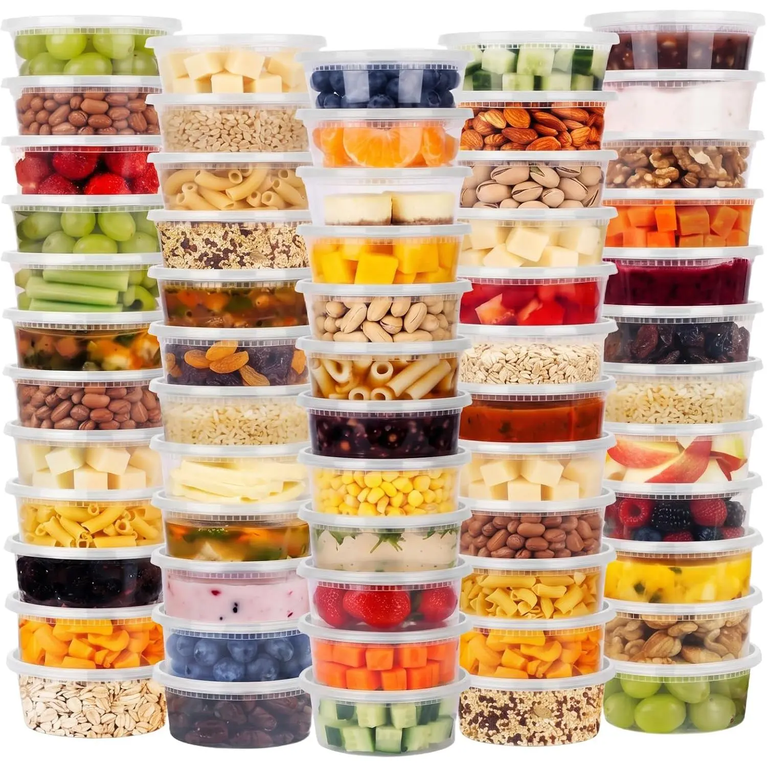 72 Sets (144-) Deli Containers with ,8oz X 72 Set Each, Leak-Proof &  Airtight Takeout Plastic  Storage Containers for Soup, Meal Prep, Microwave/Freezer Safe