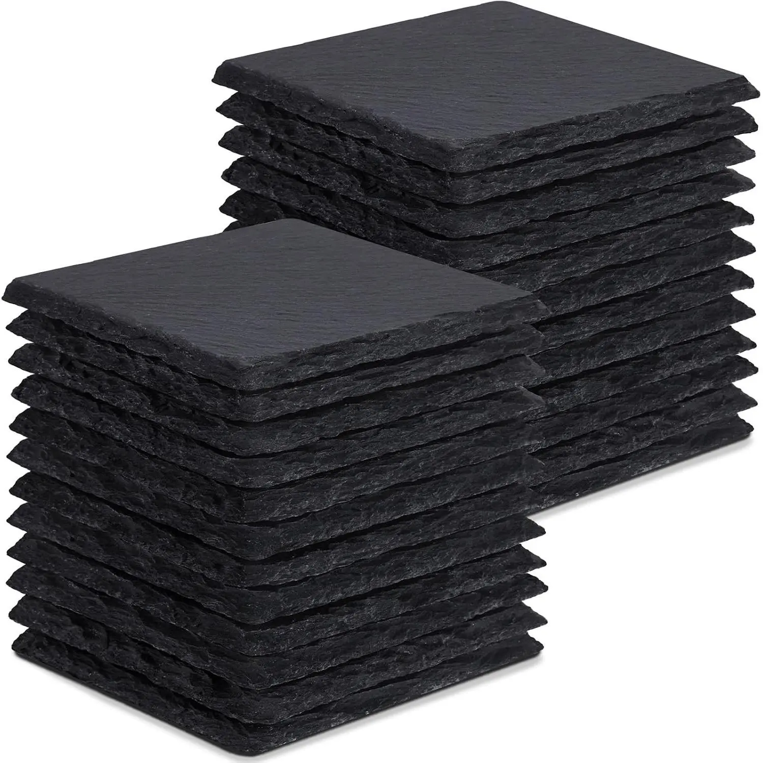 24 Pieces Slate Drink Coasters, 4 Inch Black Coasters Stone Coaster Set, Laser Engraving Blanks with Anti-Scratch Bottom for Home Office Kitchen Housewarming Gifts Wedding Party, Square