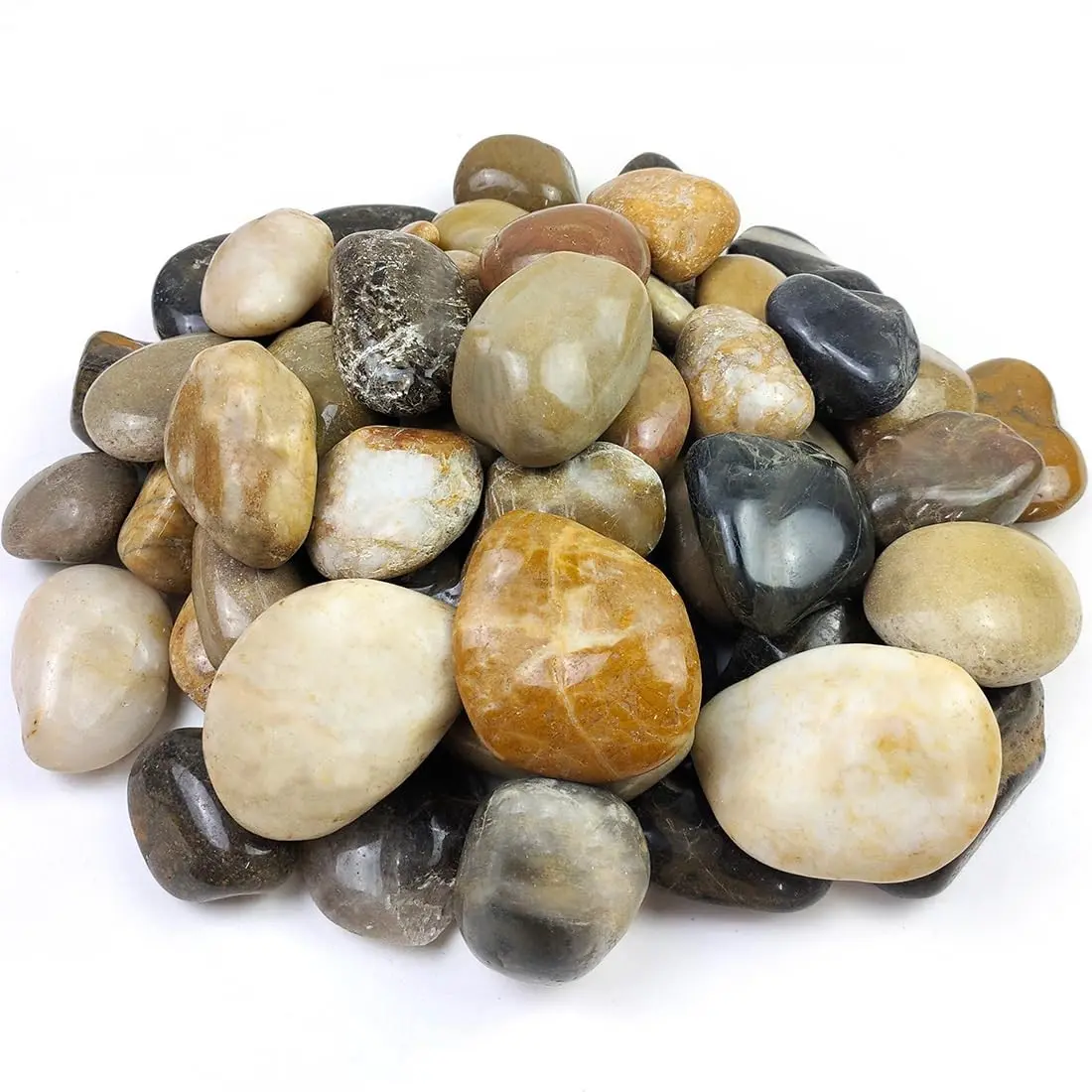 40lbs Large River Rocks for Landscaping, 3-4" Mixed Color Pebbles for Garden Design, Hand-Picked Smooth Stones for Fish Tank, Flower Pots, Indoor Water Fountains, Pathways, Backyard