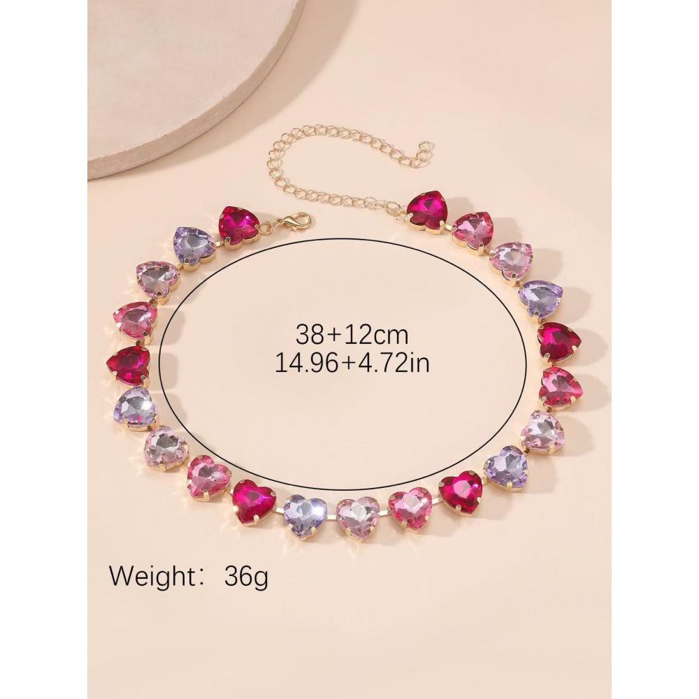 Colorful Dopamine Jewelry, Candy-Colored Large Gemstone Necklace, Bold Rainbow Crystal Necklace, Fashionable Aesthetic Jewelry for Summer Parties