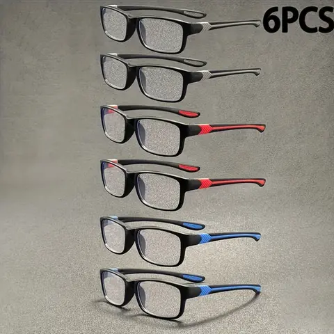 GIGULA 6pcs Fashion Sports Reading Glasses with Full-Frame Rectangular Presbyopic Glasses High Quality Eyewear Reading Eyeglasses