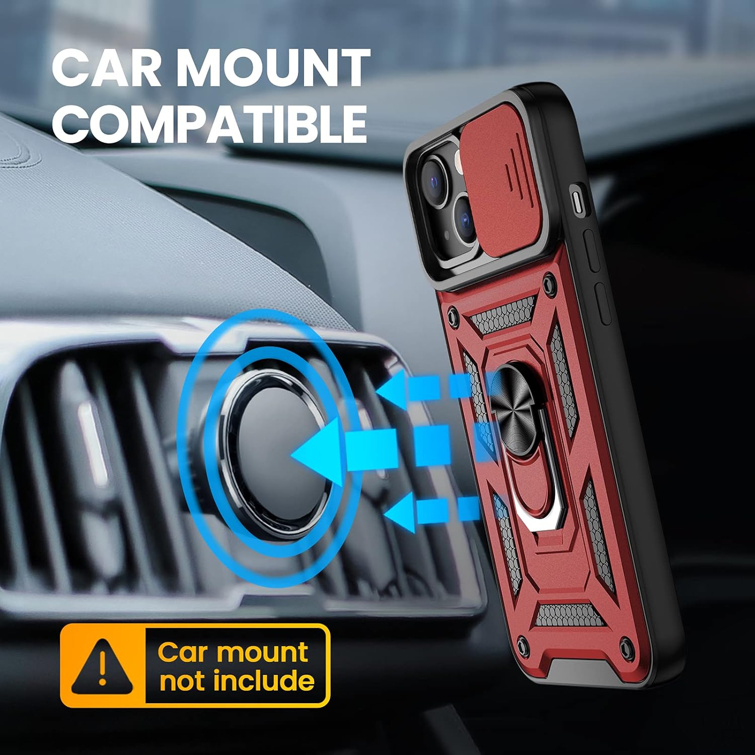 Phone case Compatible for iPhone 17 16 15 14 13 12 11 pro max plus, with Slide Camera Cover, Built-in 360° Rotate Ring Stand Magnetic Cover ,phone cases for iPhone 17 pro max