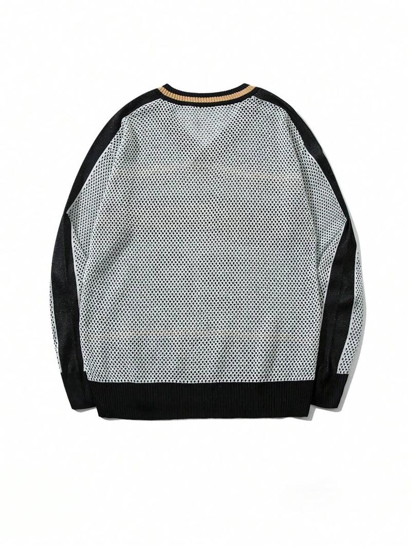 Women's Vintage Letter Pattern Sweater, Casual Loose Fitted Long Sleeve Jumper for Summer, Fashion Women's Knitwear for Daily Wear, Tops, Casual Streetwear Top