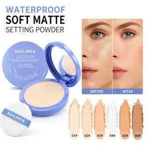 Waterproof Face Powder, Oil Control Setting Powder with Soft Matte Finish, Pore Blurring Pressed Powder, Lightweight Fine Powder for Long Lasting Natural Makeup, 6 Shades