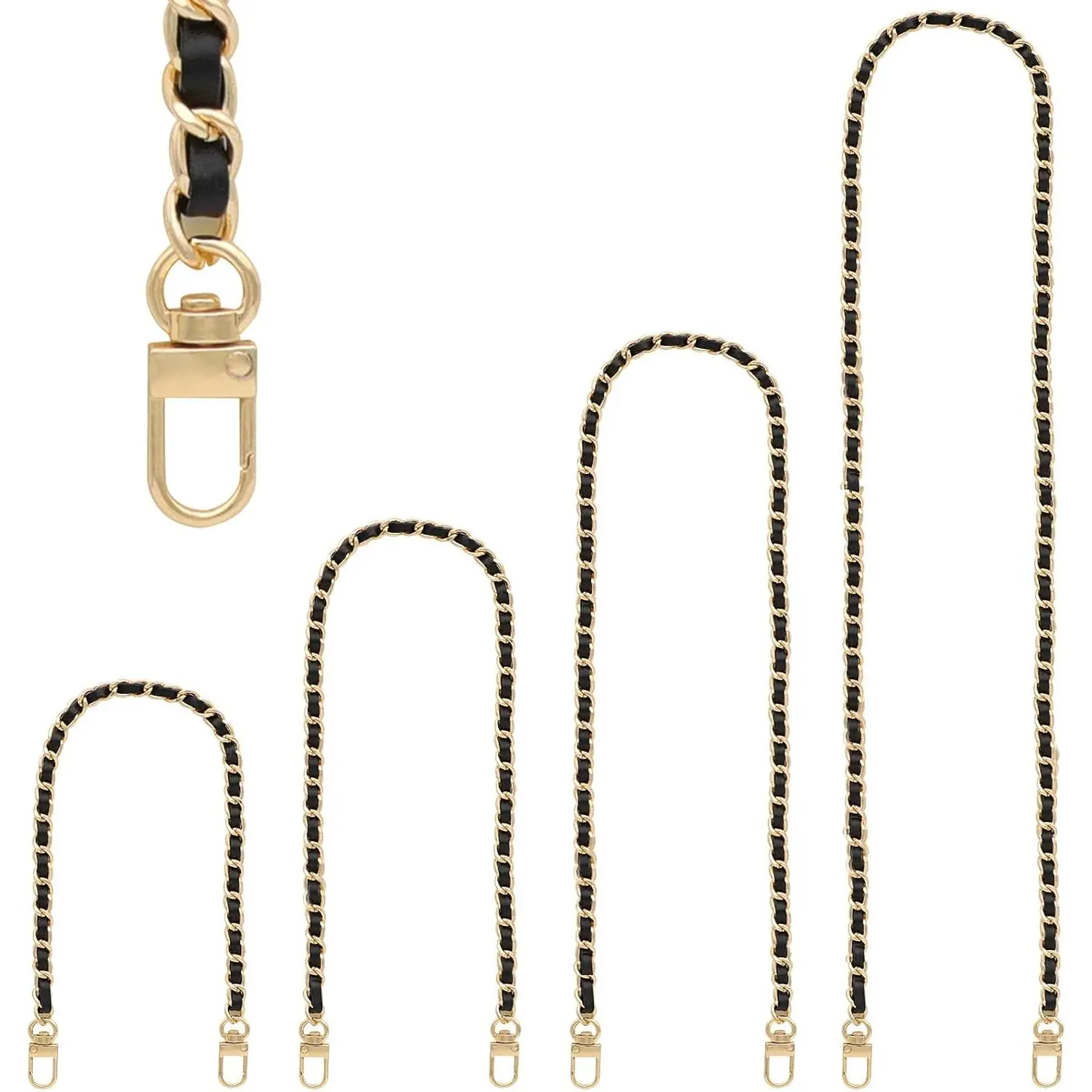 Modern Metal Braided Purse Chain Strap - 7.9 in Bag Chain with Snap Hooks for DIY Handbags, Crossbody Bags