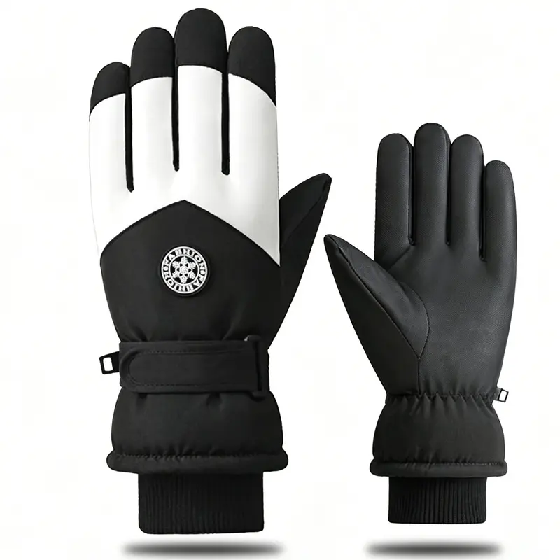 Thick Warm Touch Compatible Ski Gloves, Adjustable Wrist, Wind Seal, Water Resistant, Winter Outdoor Gloves, Snowy, Ideal for Cold Weather Activities, Waterproof