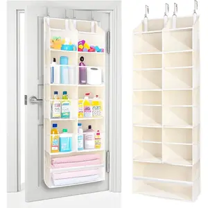 Over the Door Organizer, 5-Tier Extra Large Hanging Storage with 10 Mesh Pockets, 100 lbs Capacity, Heavy Duty Door Organizer for Closet, Bedroom, Nursery Storage, Beige