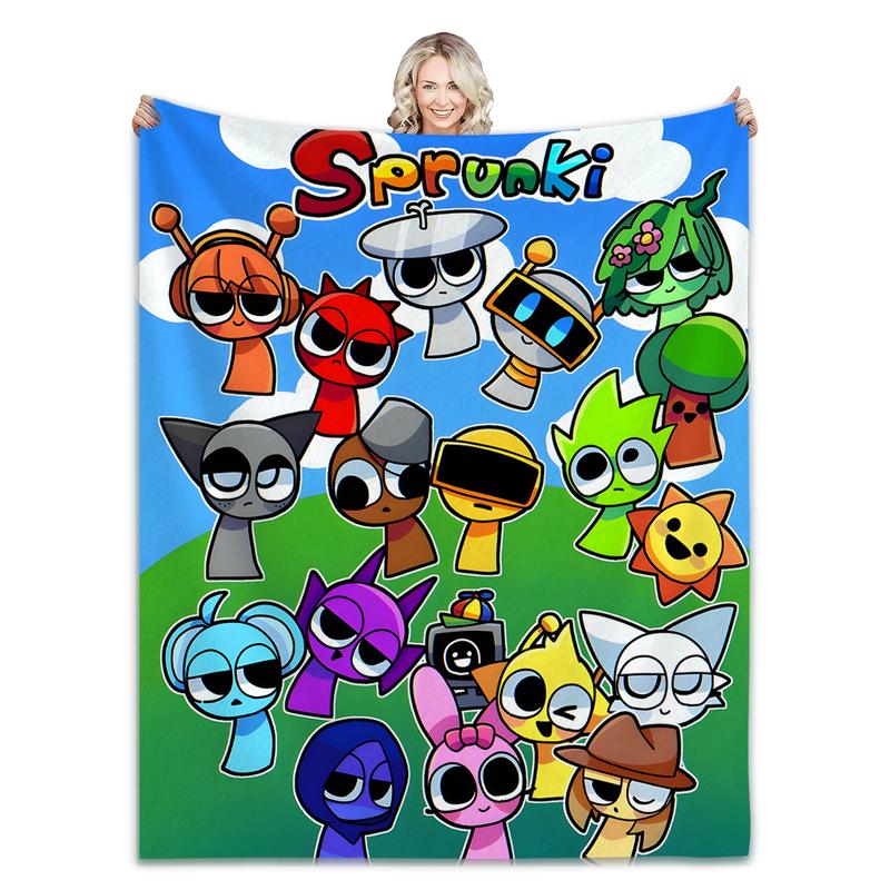 Sprunki Incredibox Game Soft Fuzzy Plush Throw Blanket For Couch Bed Multi-Sized Napping Bedspread All Seasons Comforter
