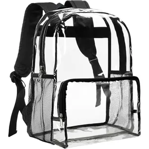 Clear Backpack Heavy Duty - Large Clear Backpacks for School See Through Bookbag for Girls Boys Transparent Bag for Work, Concert, College - BlackGift.