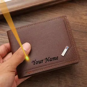 Custom Engraved Leather Men's Wallet, Multi-Slot Design with Coin Pocket, Personalized Gift Wallets for Men