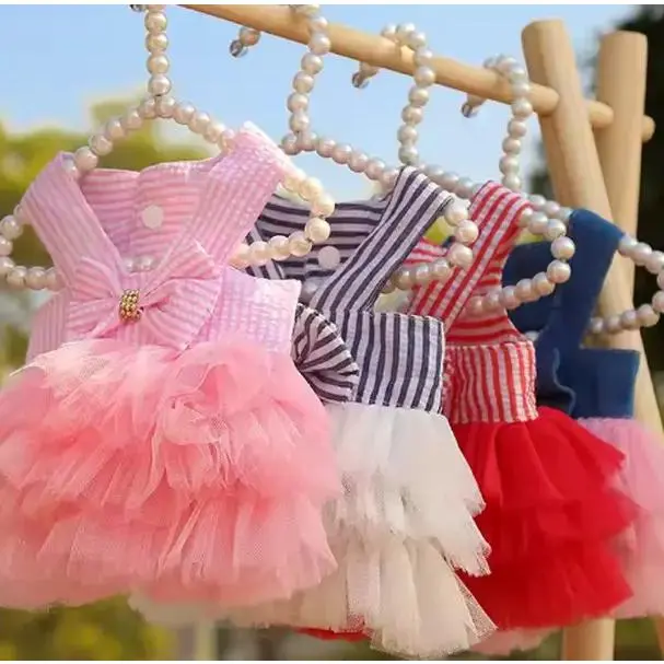 Pet Jean Dress Set - XS Size/Extra Small, Blue Top, Pink Tulle Tutu Ruffles, Charming Bow Detail, Adjustable Straps, Velvet Woven Dog/Cat Costume for Christmas Halloween, Red Option, Cartoon Floral Princess Style new hair Sparkly Furry Dog Christmas Dress