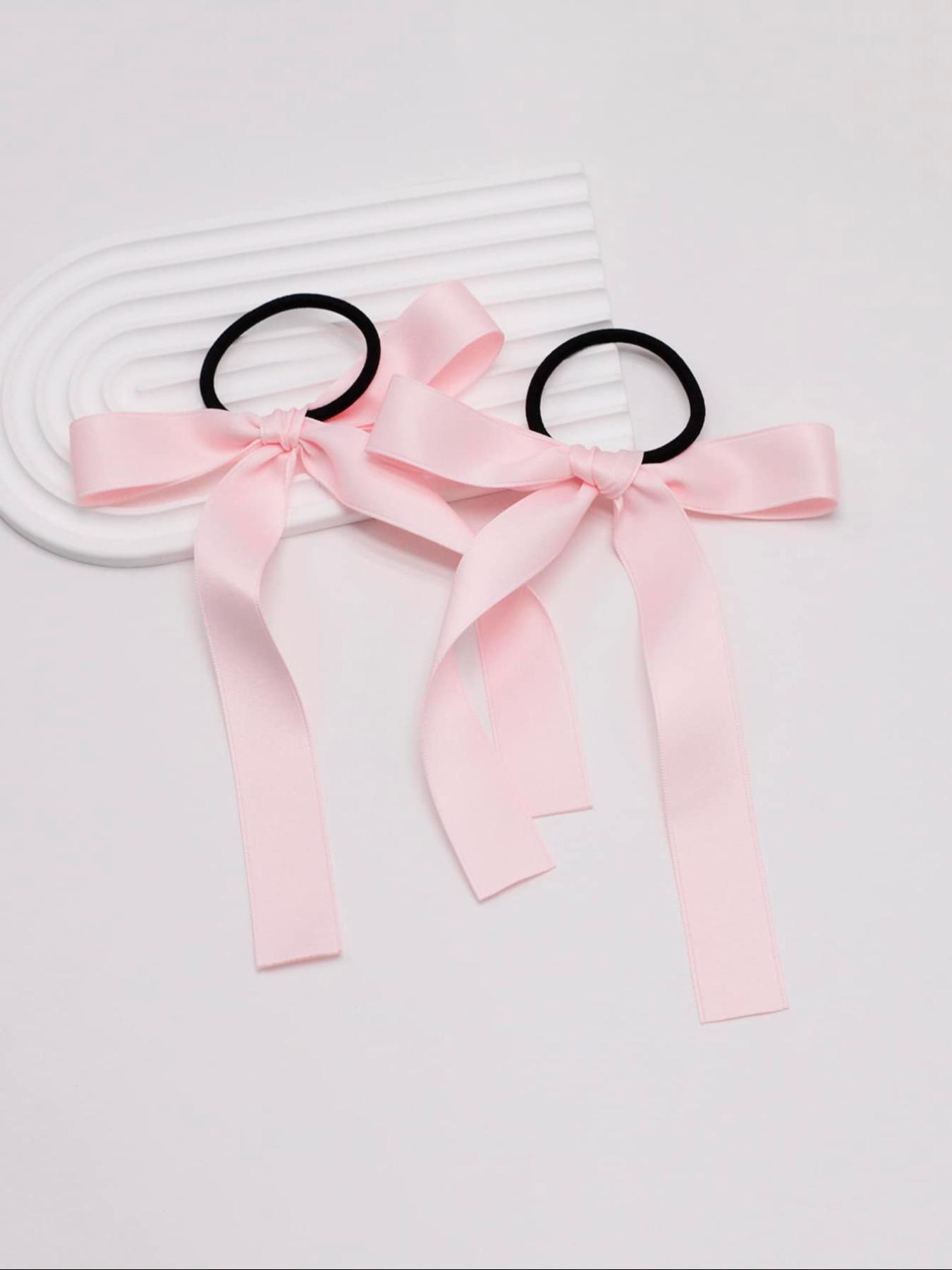 2counts Women's Cute Trendy Bowknot Decorated Hair Tie, Elegant High Stretch Elastic Hair Accessory Ponytail Holder, Fashionable Hair Accessories For Daily & Party Decoration