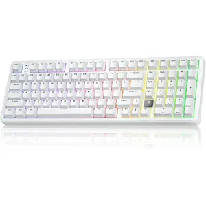 LEOBOG HI98C Pro  Mechanical Gaming Keyboard, Tri-Mode Wired/2.4G/BT5.0 Hot Swappable  Keyboards with Number Pad, RGB Backlit Gasket Mount White Custom Keyboard for PC Gaming & Office