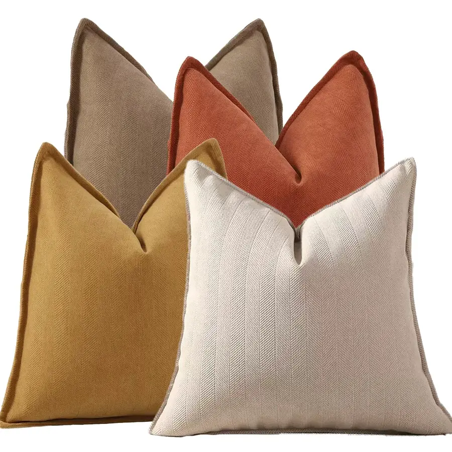 4PCS Textured Chenille Throw Pillow Covers 18 x 18 Inch, Soft Luxurious Couch Throw Pillows Boho Neutral Cushion Covers Euro Shams with Elegant Design for Sofa Bed All-Season Home Decor(Without pillow insert)