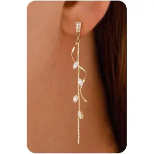 Dangle Earrings for Women - 14K Gold/White Gold/Rose Gold Plated Butterfly Heart Star Hoop Chain Long Tassel Cubic Zirconia CZ Dangle Earrings