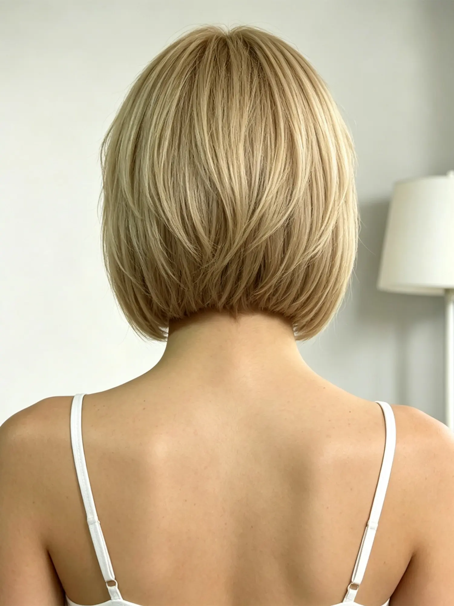 Golden Bob Wig with Bangs, Heat-Resistant Synthetic Fiber, Natural Look, 12 Inches, Party & Daily Use, Cream Champagne