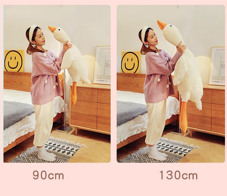 Big white goose pillow doll plush toy doll pillow gift, good elasticity, no fading, breathable and odorless, not easy to deform after long-term use. With zipper detachable and washable