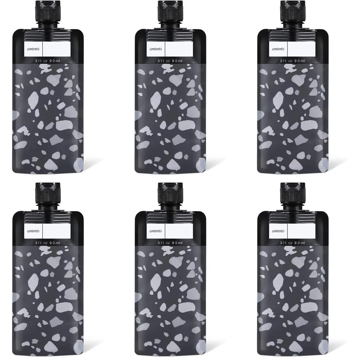 3 oz 6pack Leak Proof Empty Squeeze Pouches Refillable Travel Size Containers Liquid Pouch  Container TSA Approved Bag