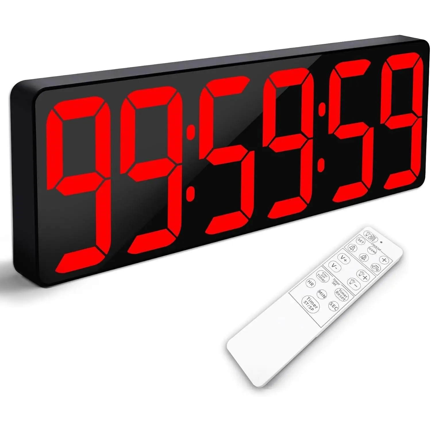 17.2" Large Digital Timer Wall Clock with Remote Control, Countdown Up Timer with LED Display Auto DST, Big Digital Clock for Bedroom Kitchen Living Room Office Gym Home Decor