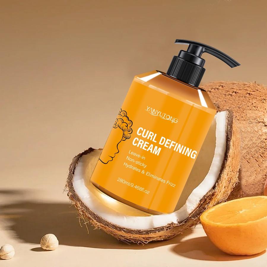 2 bottles of curly hair styling cream, curly hair products, Haircare, specially formulated for wavy and curly hair, enhances luster and fluffiness, contains castor oil and shea butter, moisturizes, soothes frizz