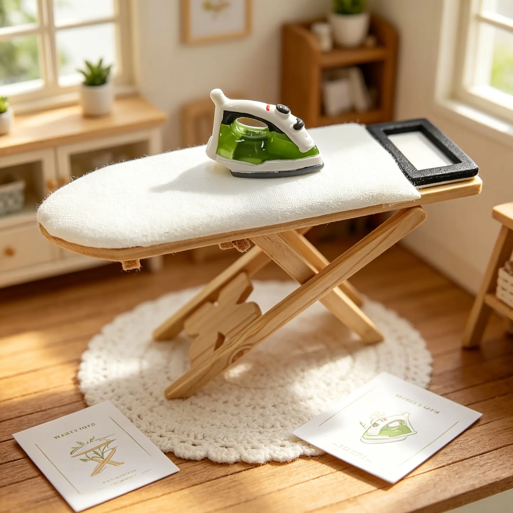 2Pcs Dollhouse Mini Simulated Resin Iron Sewing Scene Prop Model Tiny DIY Decor Collectible Gift Accessory for Hobbyists Christmas Easter New Year