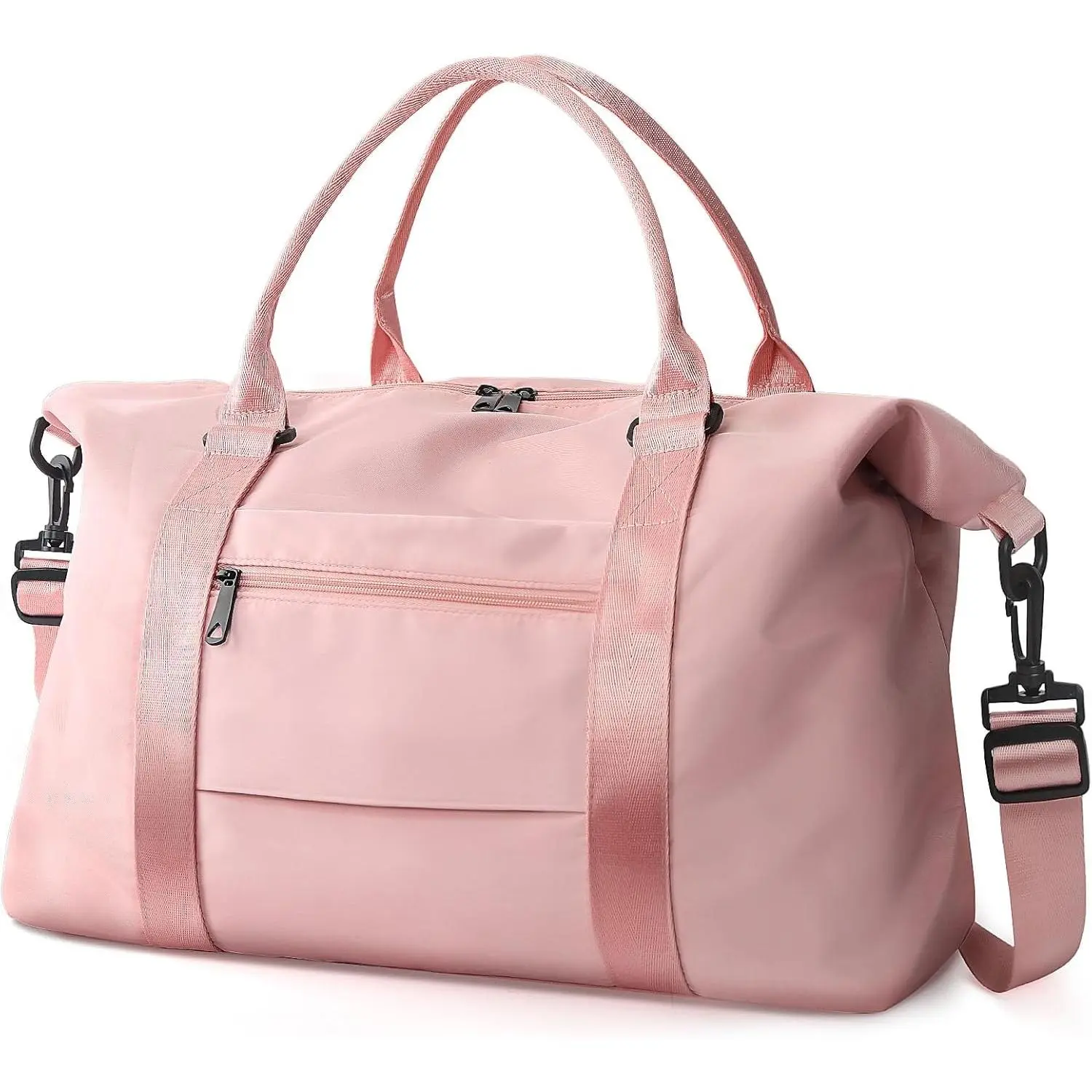 Coral Pink Waterproof Weekender Bag for Women, Large Travel Duffle Carry On Tote with Trolley Sleeve, Chic Overnight Luggage & Hospital Bag for Labor and Delivery