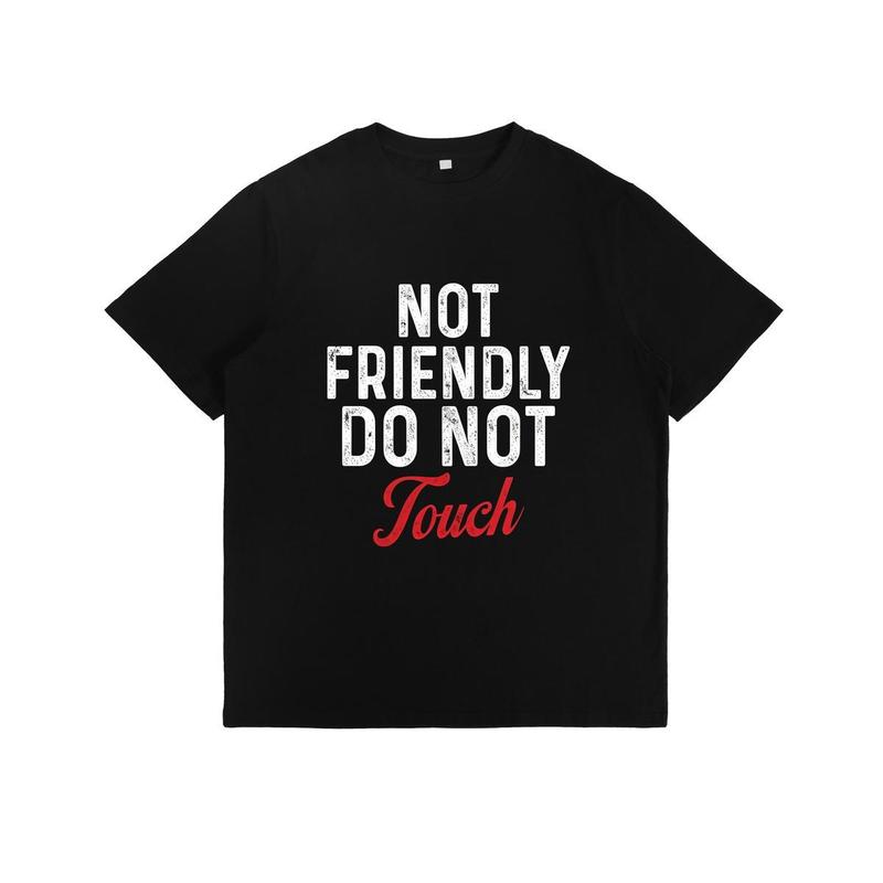 Not Friendly Do Not Touch" Humorous Black Hoodie - Ultra-Breathable & Durable - Casual Casual Attire with Kangaroo Pocket - Classic Fit for Spring/Fall