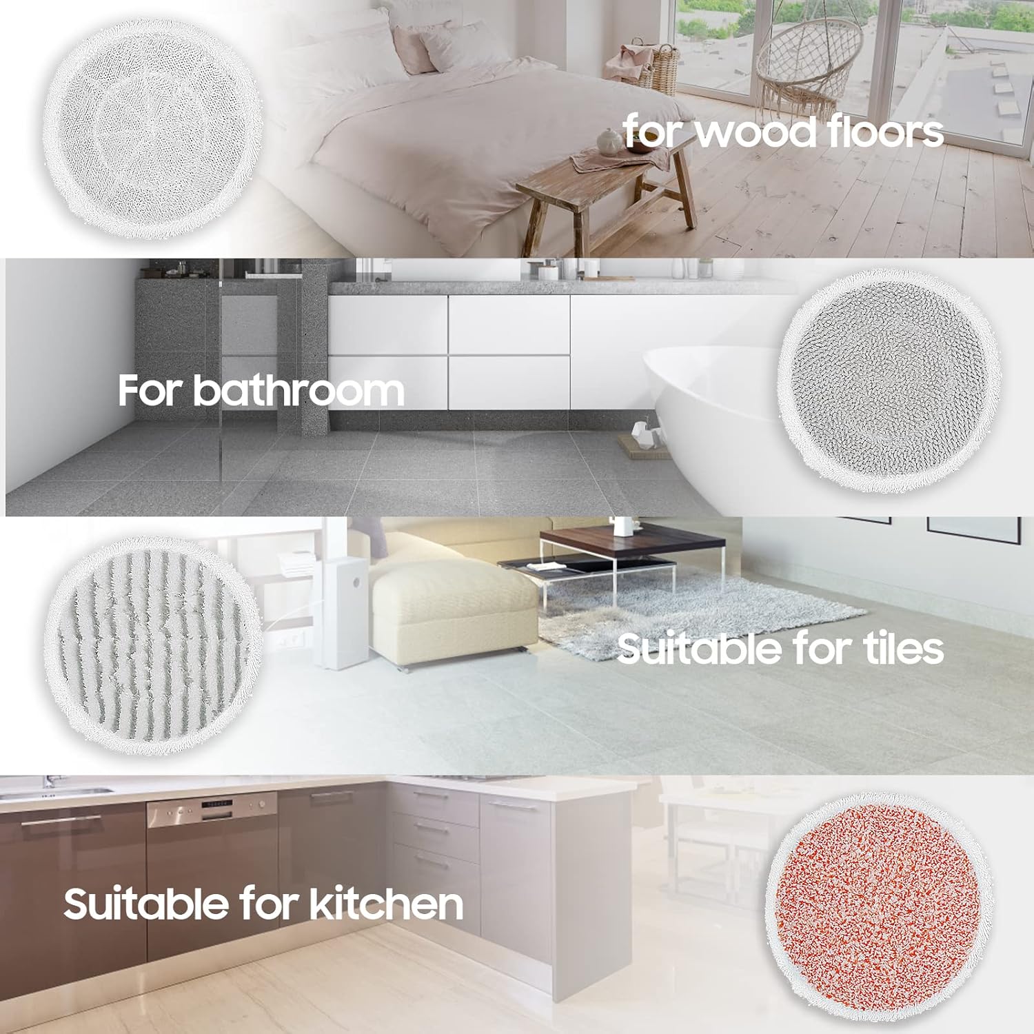 4 Pack Replacement Steam Mop Pads for Shark S8201 S7001 S8001 S7201 S7000AMZ S7000 S7005 S7020 S7001C Steam Mop, Steam & Scrub All-in-One Scrubbing and Sanitizing, Dirt Grip Scrub Washable Pad