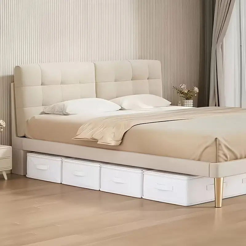 4-Piece Bed Base Storage Box Set, Foldable Multi-Functional Design, Non-Woven Fabric with Flip Cover, Flip Top Organizer, Ideal for Blankets, Clothes, Pillows