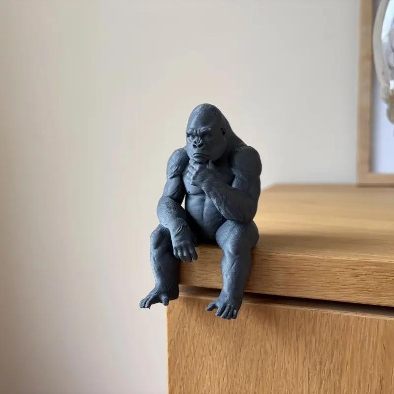 Thinking Gorilla Figurine, Pensive Gorilla Statue, Modern Animal Sculpture, Decorative Ornament for Living Room, Office Desk, Unique Gift, Decoration