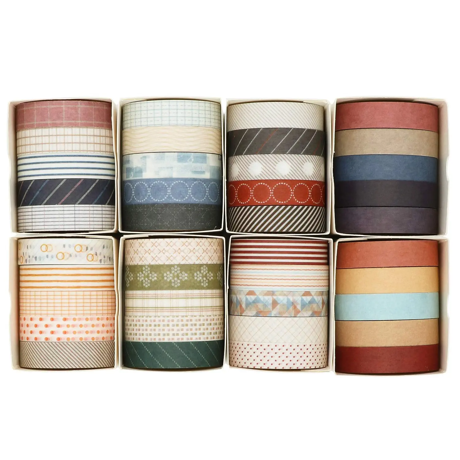 40 Rolls of Slim Washi Tape  Box Set, Decorative Paper Tapes 10 mm Wide for Scrapbooking, DIY Arts and Crafts,  Journal, Planner, Junk Journal, Notebooks (Minimalist)