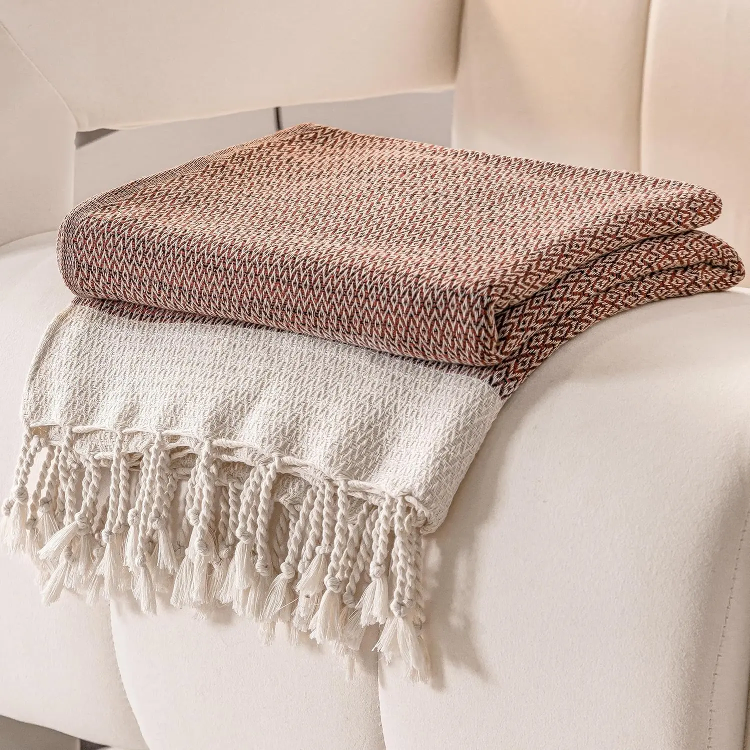 Boho Blanket |50”x60”| Burnt Orange Fall Throw Blankets for Bed Sofa Couch Outdoor  Turkish Throws and Blankets for Sofa Bedroom Picnic Blankets Yoga Blanket