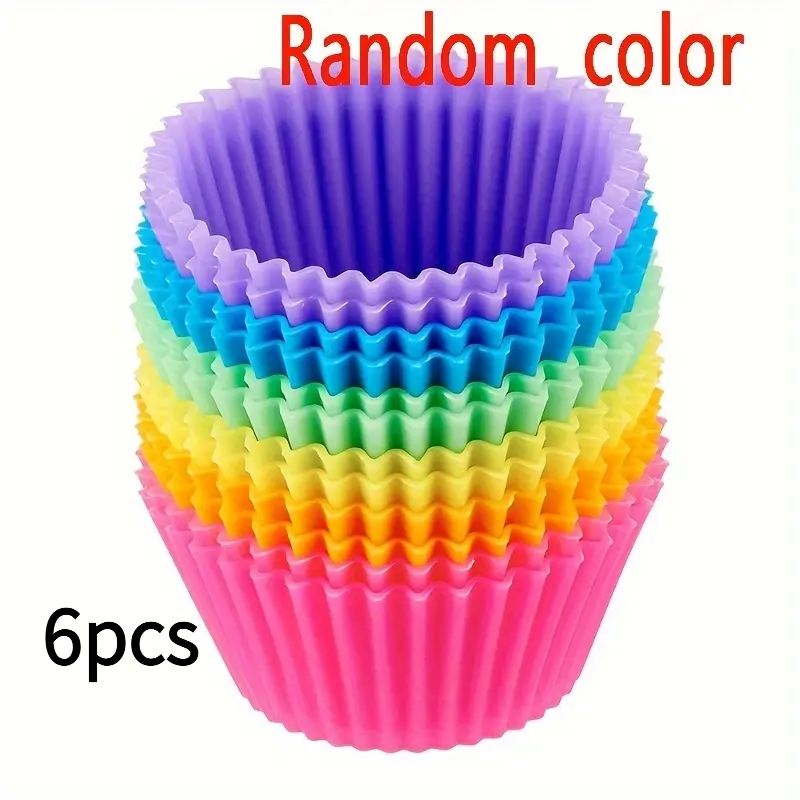 6-piece set (random colors) silicone cake molds, round muffin and cupcake baking molds, kitchen cooking and baking utensils, DIY cake decoration tools