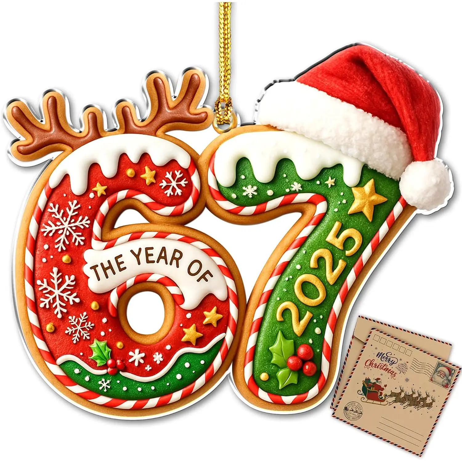 Gingerbread 67 Ornament, 67  Year Ornament,   Gifts 2026, 67 | Trending gifts for family,  Christmas, durable wooden material, beautiful tree ornaments and  decorations.
