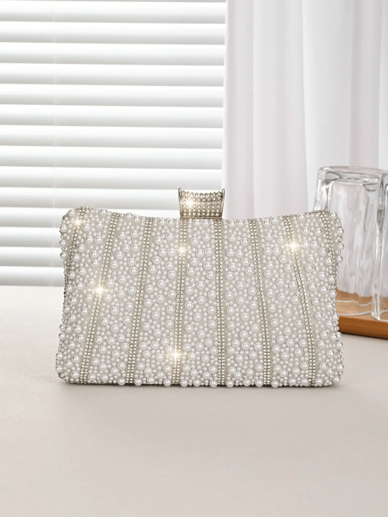 Fashion Pearl Evening Bag, Rhinestone Ladies Handbag, Versatile Chain Shoulder Crossbody Bag, Elegant Clutch for Women