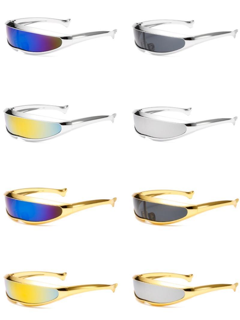 TikTok Viral Y2K Futuristic Sunglasses for Women Men, Cyberpunk Shield Visor Eyewear, Metallic Wrap Around Rave Festival Glasses, Trendy 2026 Aesthetic Streetwear Accessory, Space Age Sun Glasses